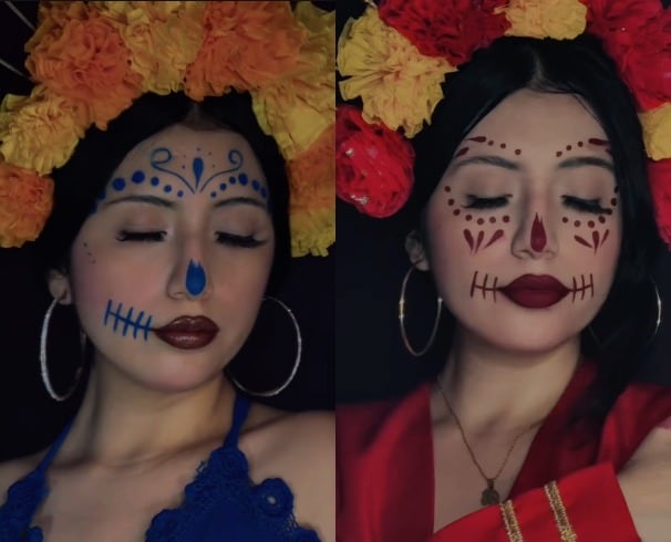 Maquillaje de catrina a un solo color