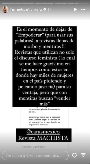 Fernanda Castro, hija de Angélica Rivera, explota contra la revista Caras.