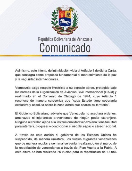 Comunicado de Venezuela