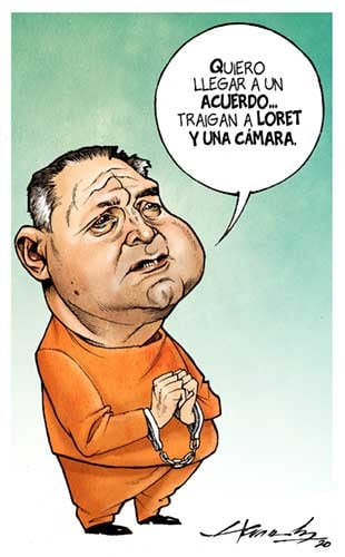 El caricaturista Hernández imprimió su humor a la detención de García Luna y su cercanía con Loret de Mola.