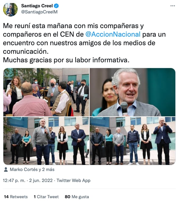 Santiago Creel en conferencia de prensa con el CEN del PAN