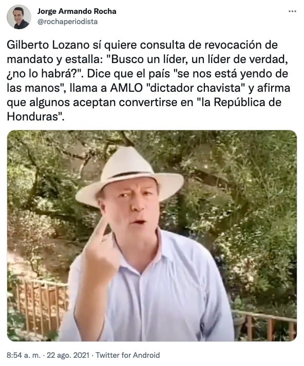 Tuit sobre Gilberto Lozano