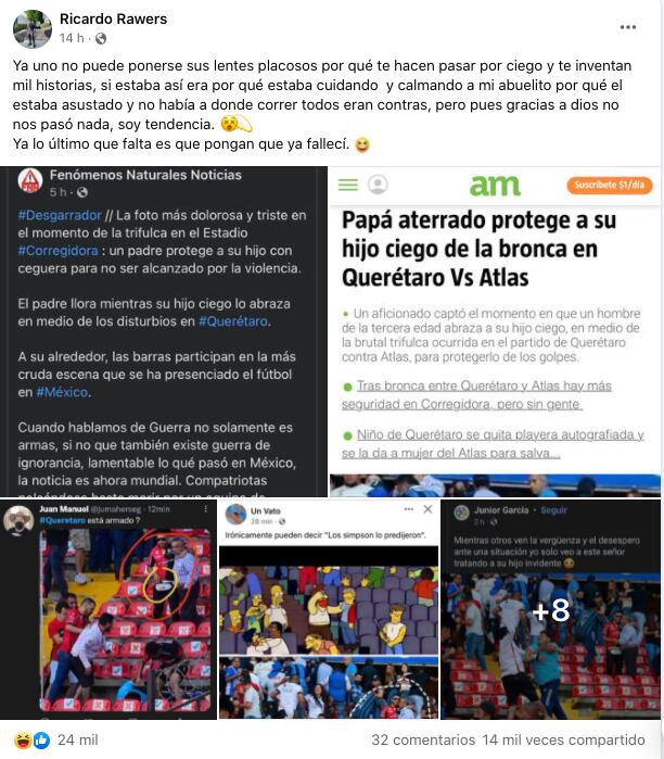 Aficionado protegiendo a su abuelo