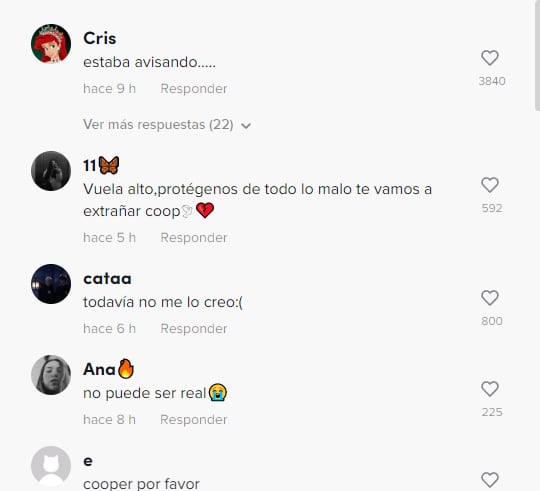 Comentarios a la muerte de Cooper Noriega, influencer de TikTok