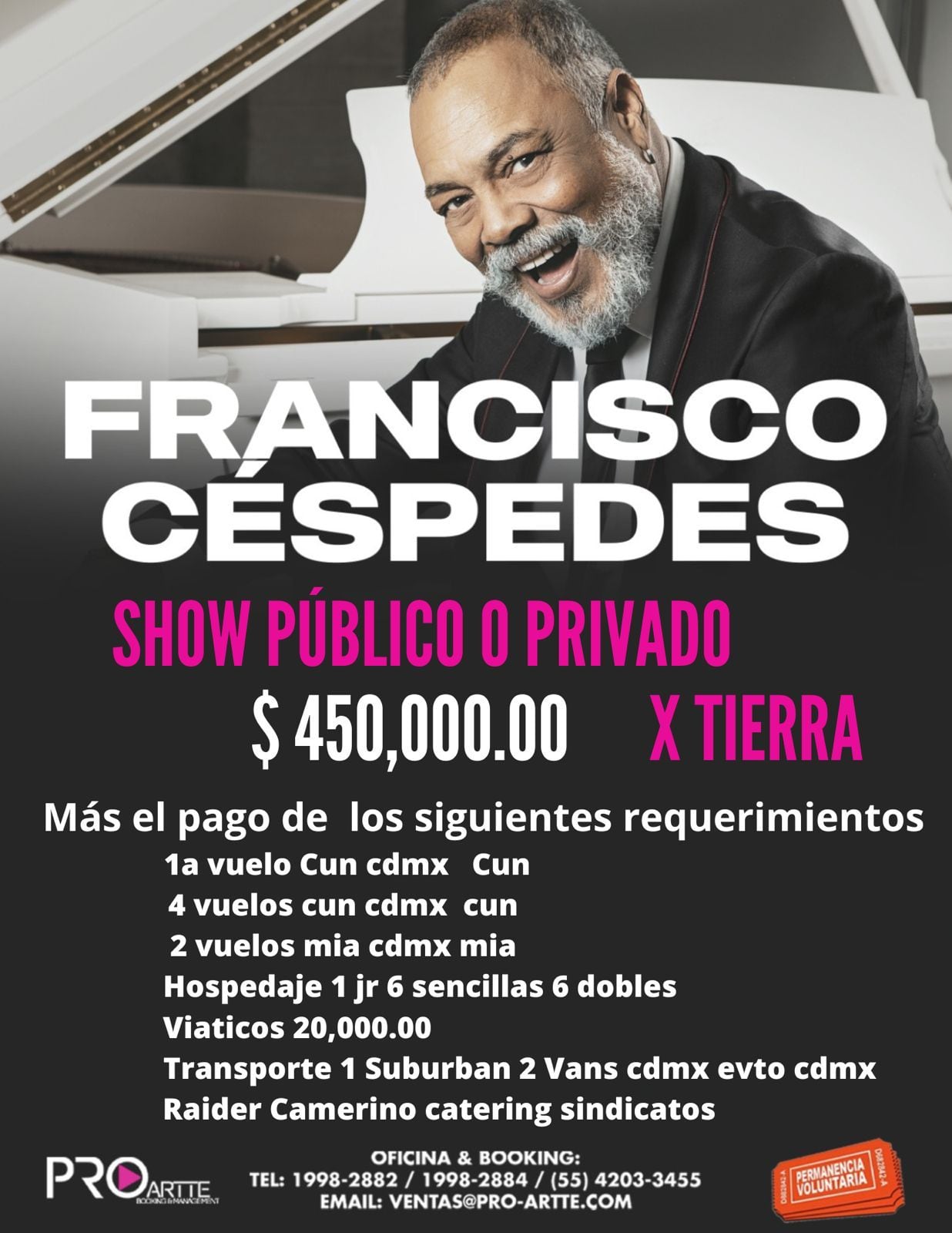 Francisco Céspedes se presentará en Campeche por el Día de las Madres.