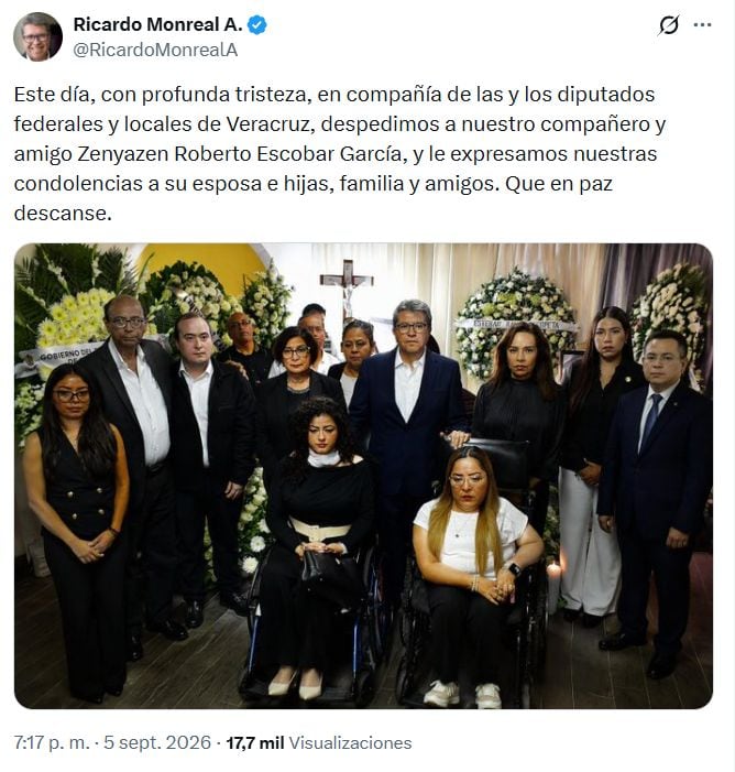 Ricardo Monreal también acudió al funeral de Zenyazen Escobar