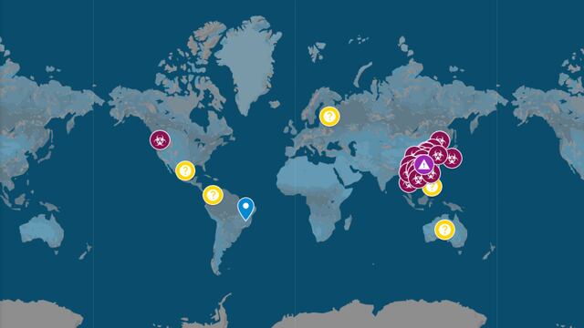 Un mapa interactivo informa sobre el coronavirus