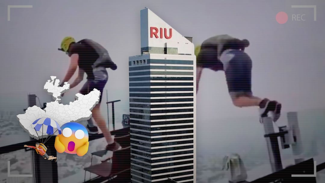 Salto extremo desde el Hotel Riu sorprende en Guadalajara