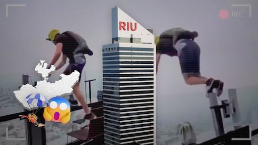 Salto extremo desde el Hotel Riu sorprende en Guadalajara