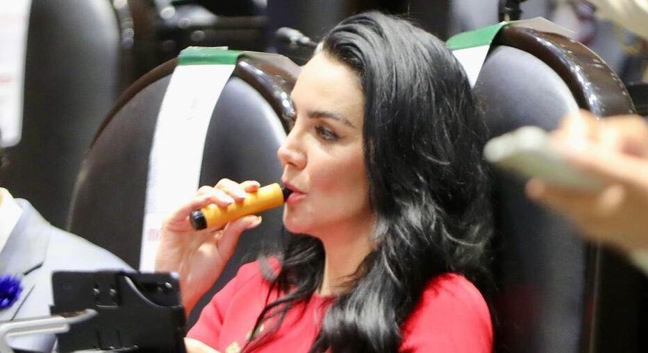 Gabriela Jiménez y su vapeador en la Cámara de Diputados