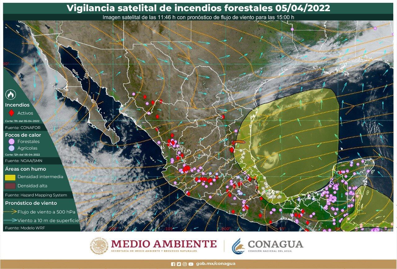 17 incendios activos en México
