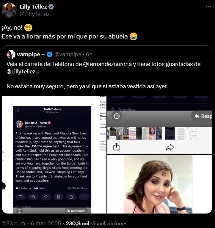 Lilly Téllez constesta a Gerardo Fernández Noroña.