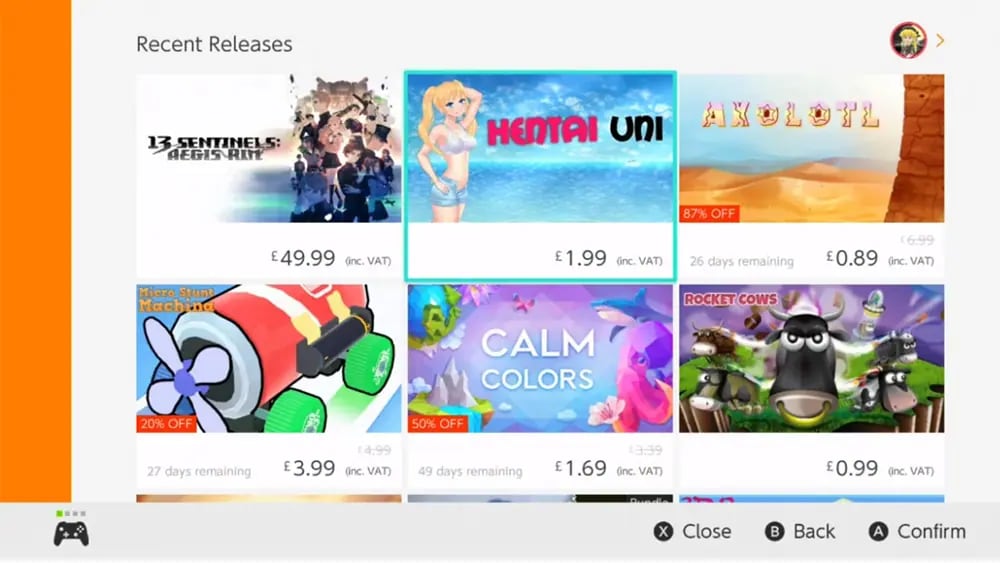Hentai Uni en Nintendo Switch