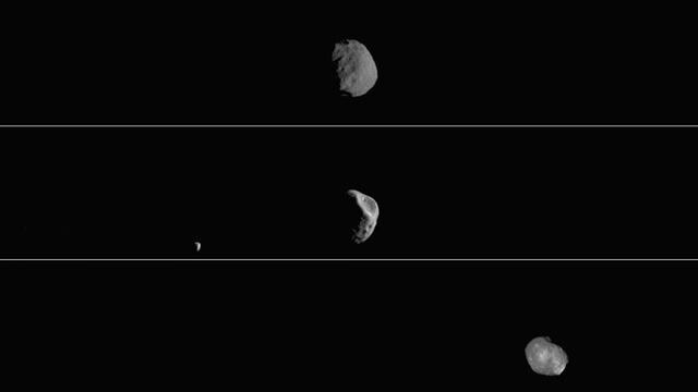 Vista con luz natural de Fobos, una de las lunas de Marte.