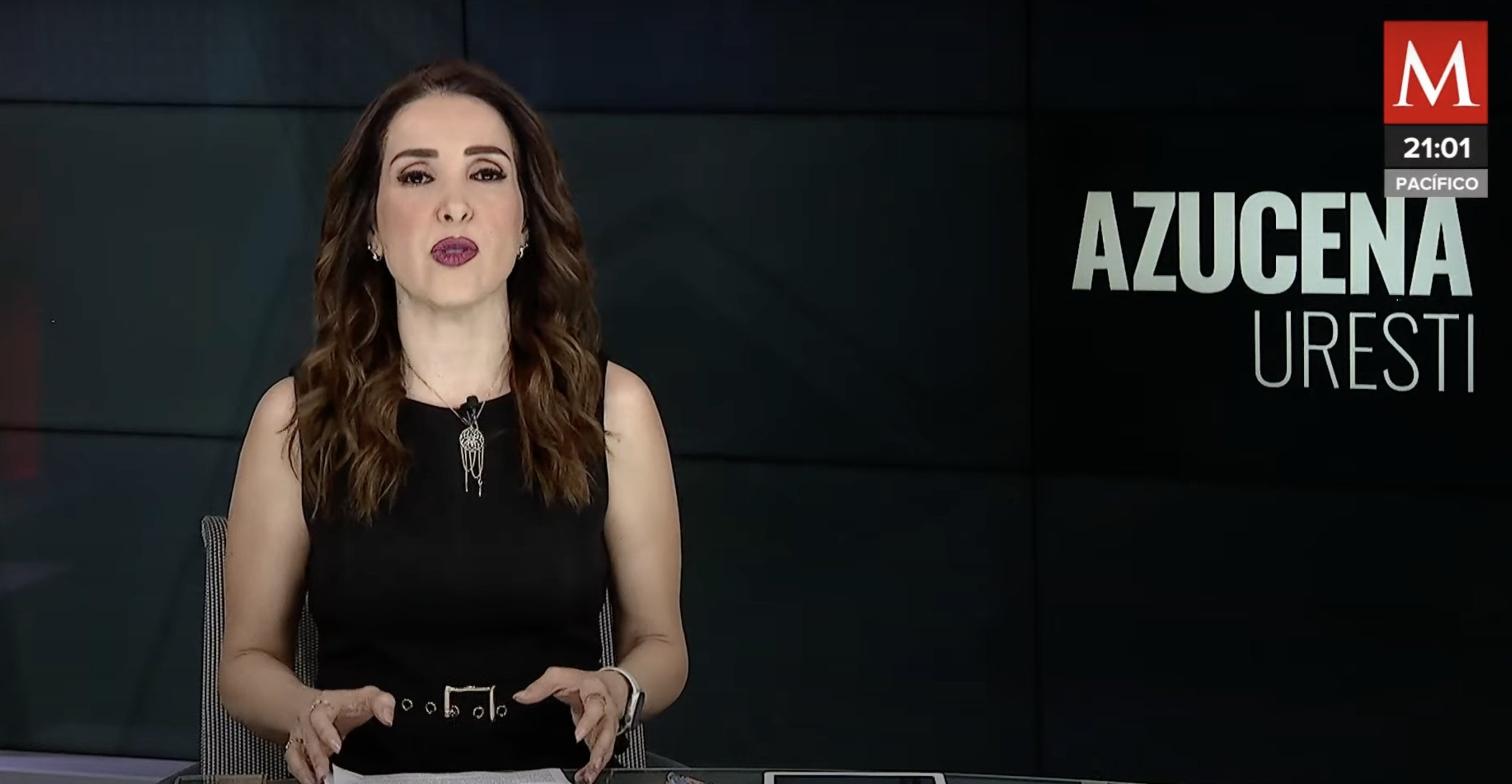 Azucena Uresti en su último programa al frente del noticiero de Milenio Televisión