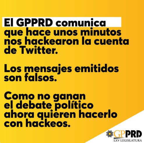 Tuit de diputados federales del PRD