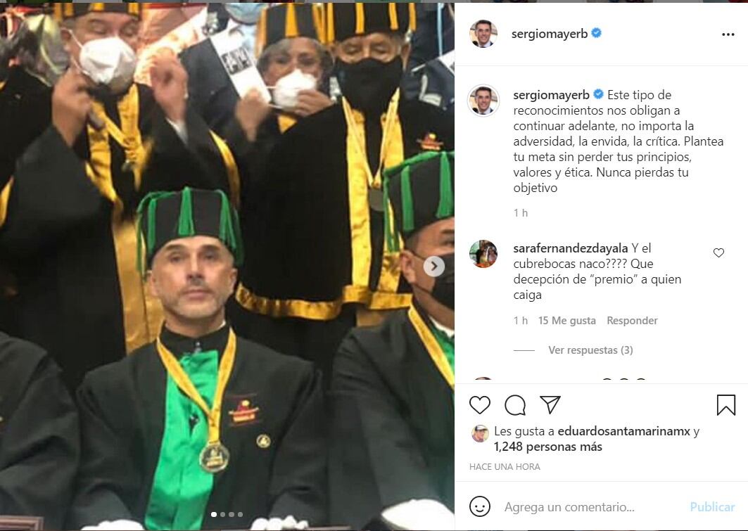 Publicación de Sergio Mayer en Instagram