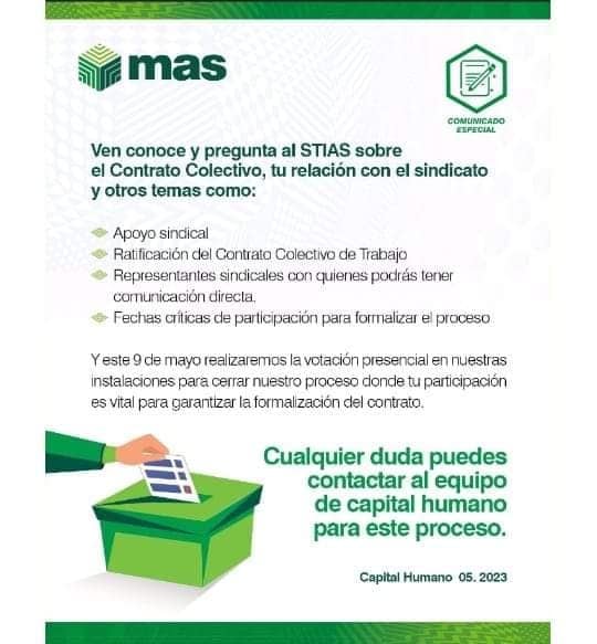 Legitimación de contrato colectivo en la aerolínea de carga MasAir