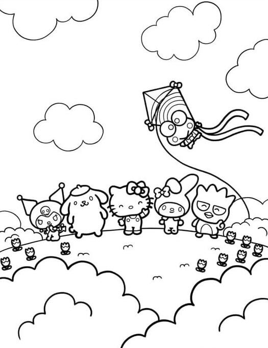 Dibujos de Hello Kitty con temática de primavera
