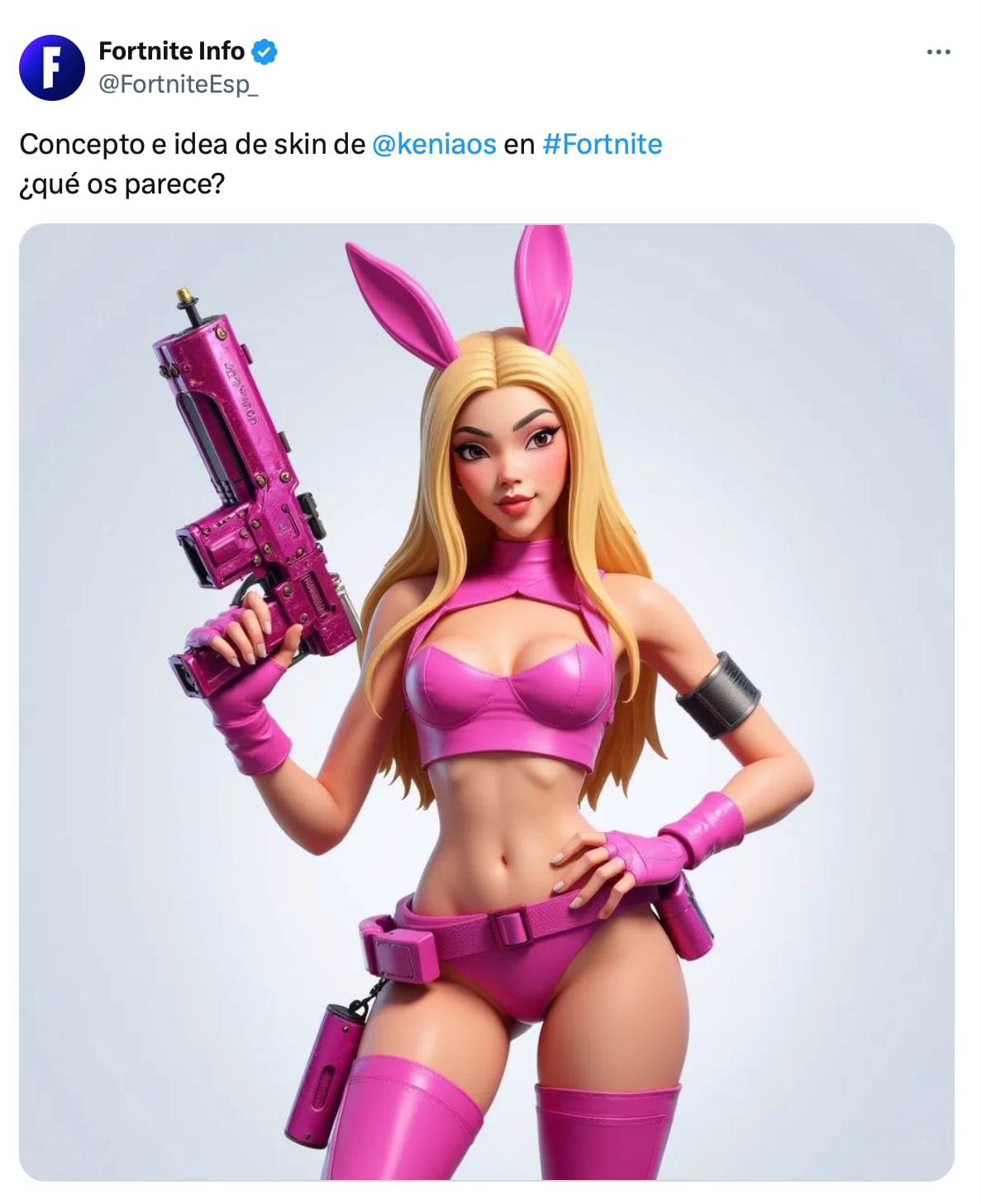 ¿Kenia Os en Fortnite? La inteligencia artificial imaginó su skin como conejo rosa