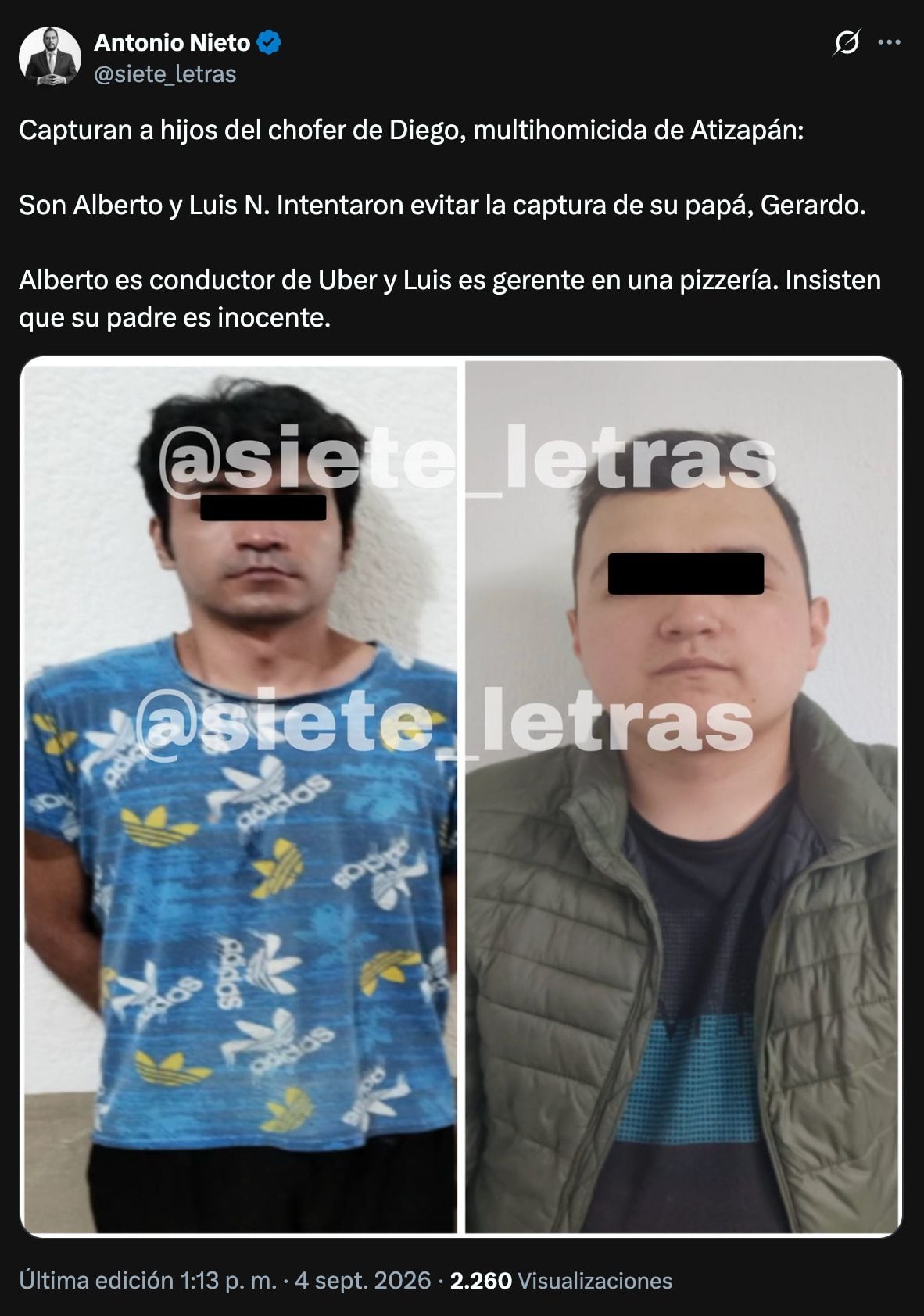 Detienen a hijos del chofer de Diego Sebastián Rosen; habrían intentado evitar su captura