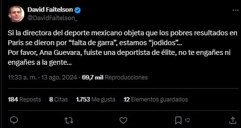 David Faitelson se lanza contra Ana Guevara.