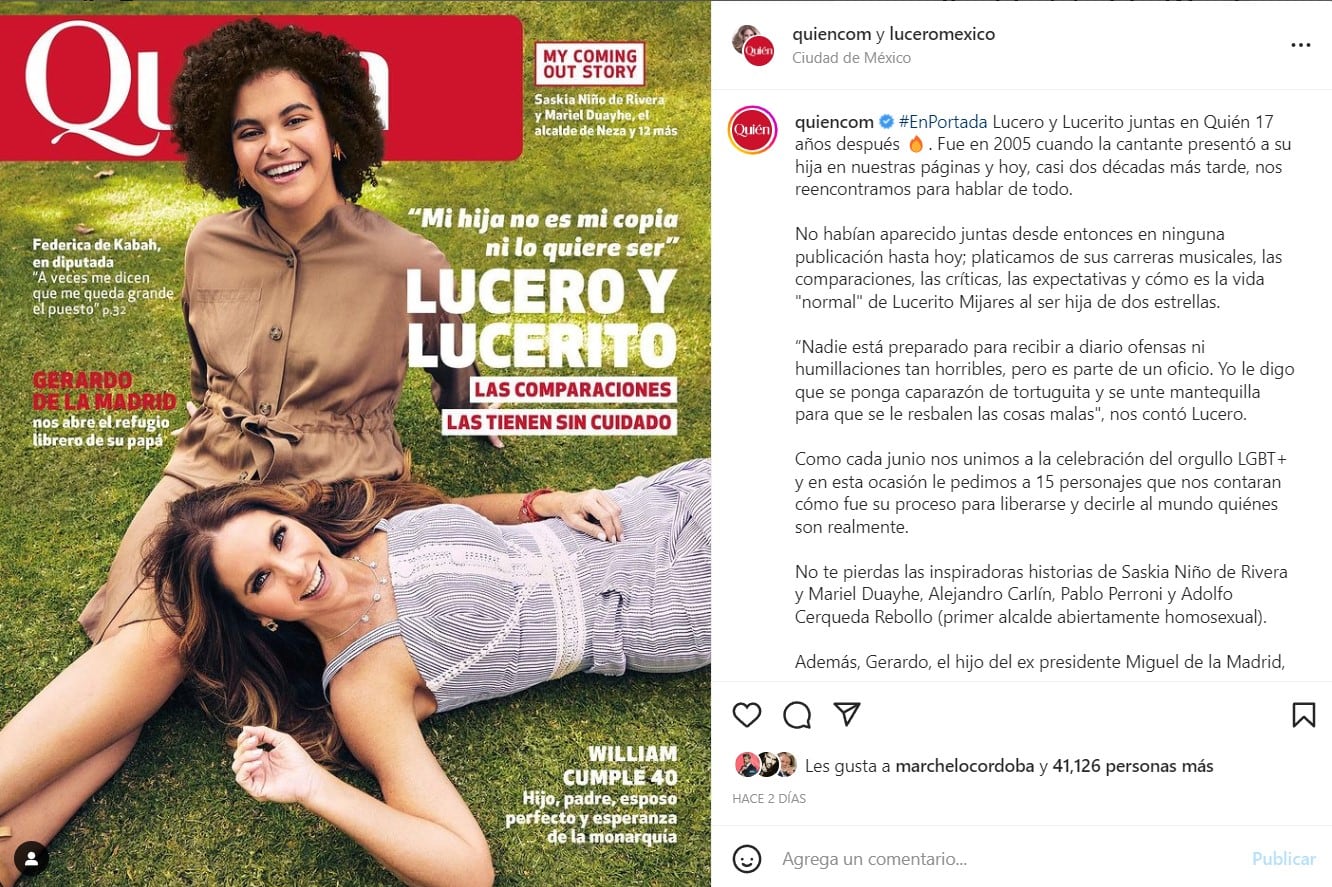 Lucero y Lucerito Mijares en la portada de la revista Quién