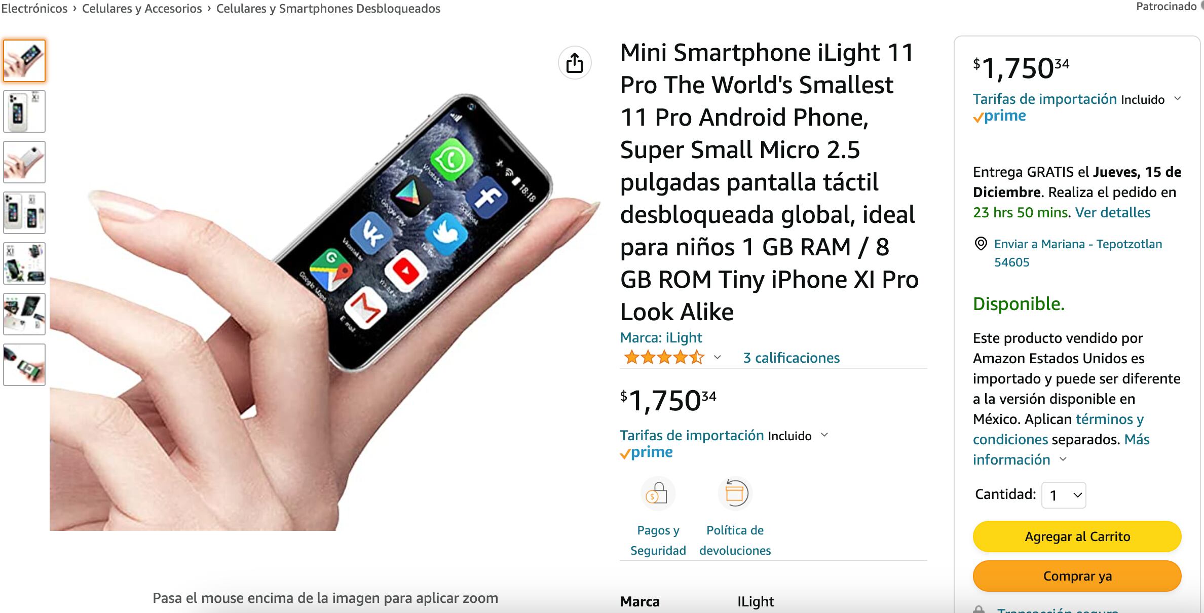 Mini Smartphone iLight 11 Pro se vende en Amazon México por este precio