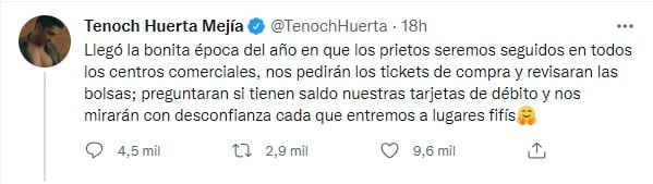 Tenoch Huerta critica la Navidad por la discriminación en tiendas y centros comerciales