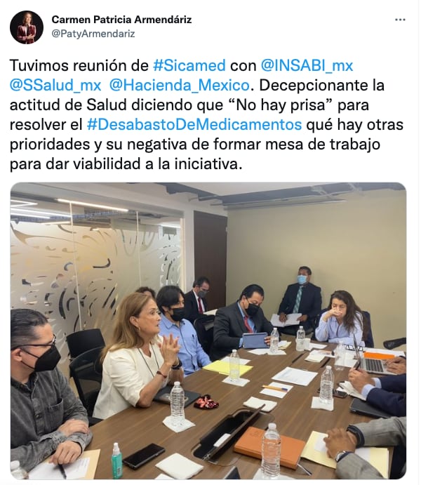 Patricia Armendáriz lamenta que Secretaría de Salud "no tiene prisa" en resolver desabasto de medicamentos