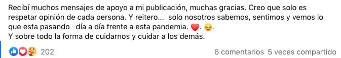 Publicación en Facebook