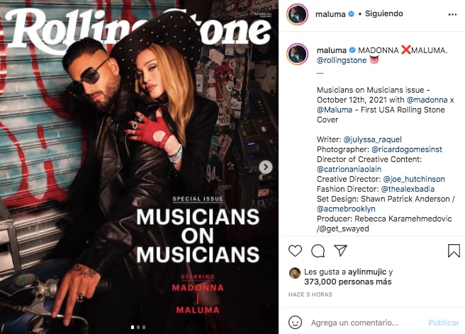 Maluma y Madonna pasan para Rolling Stone