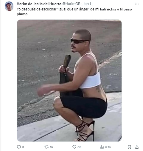 Memes de Peso Pluma y Kali Uchis por ‘Igual que un ángel’