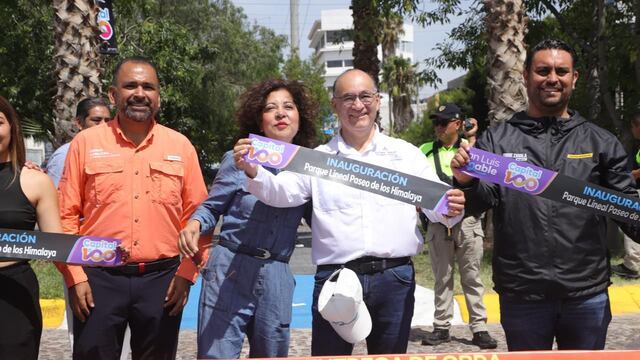 Enrique Galindo en la inauguración del parque lineal de los Himalaya