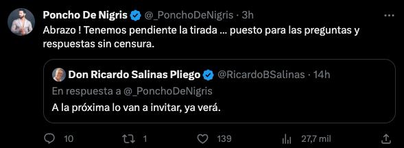 Ricardo Salinas Pliego le responde a Poncho de Nigris