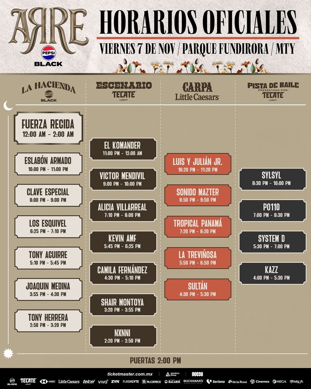 Festival Arre 2025: horarios para el 7 de noviembre