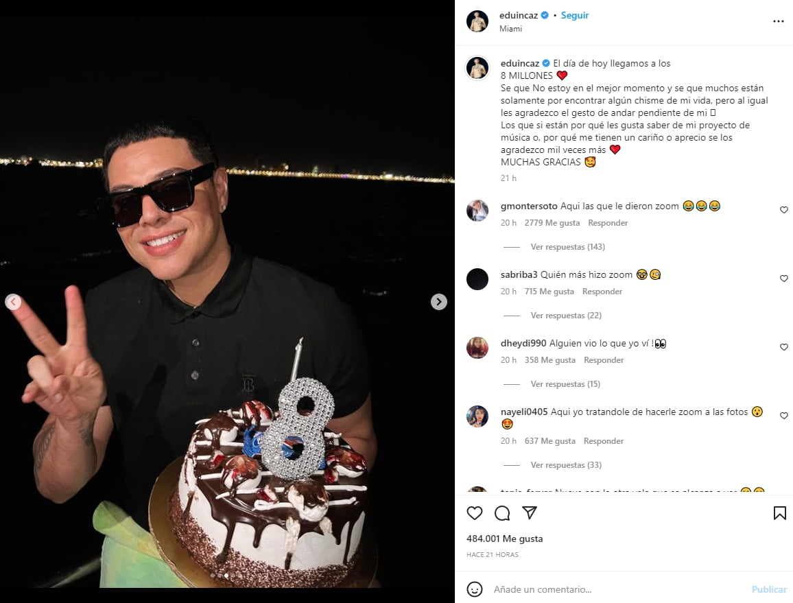 Eduin Caz, vocalista de Grupo Firme celebra 8 millones en Instagram