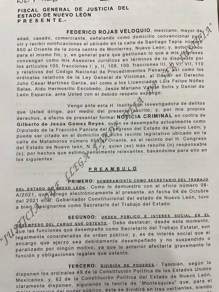 Federico Rojas Veloquio denuncia por amenazas al panista Gilberto de Jesús Gómez Reyes