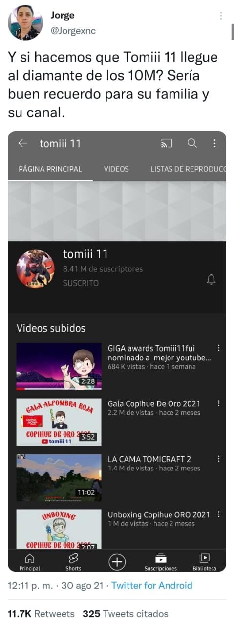 Publicación de Twitter