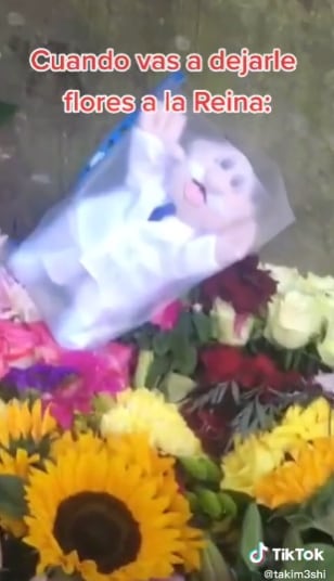 Muñeco del Dr. Simi aparece en las flores que dejaron a la reina Isabel II