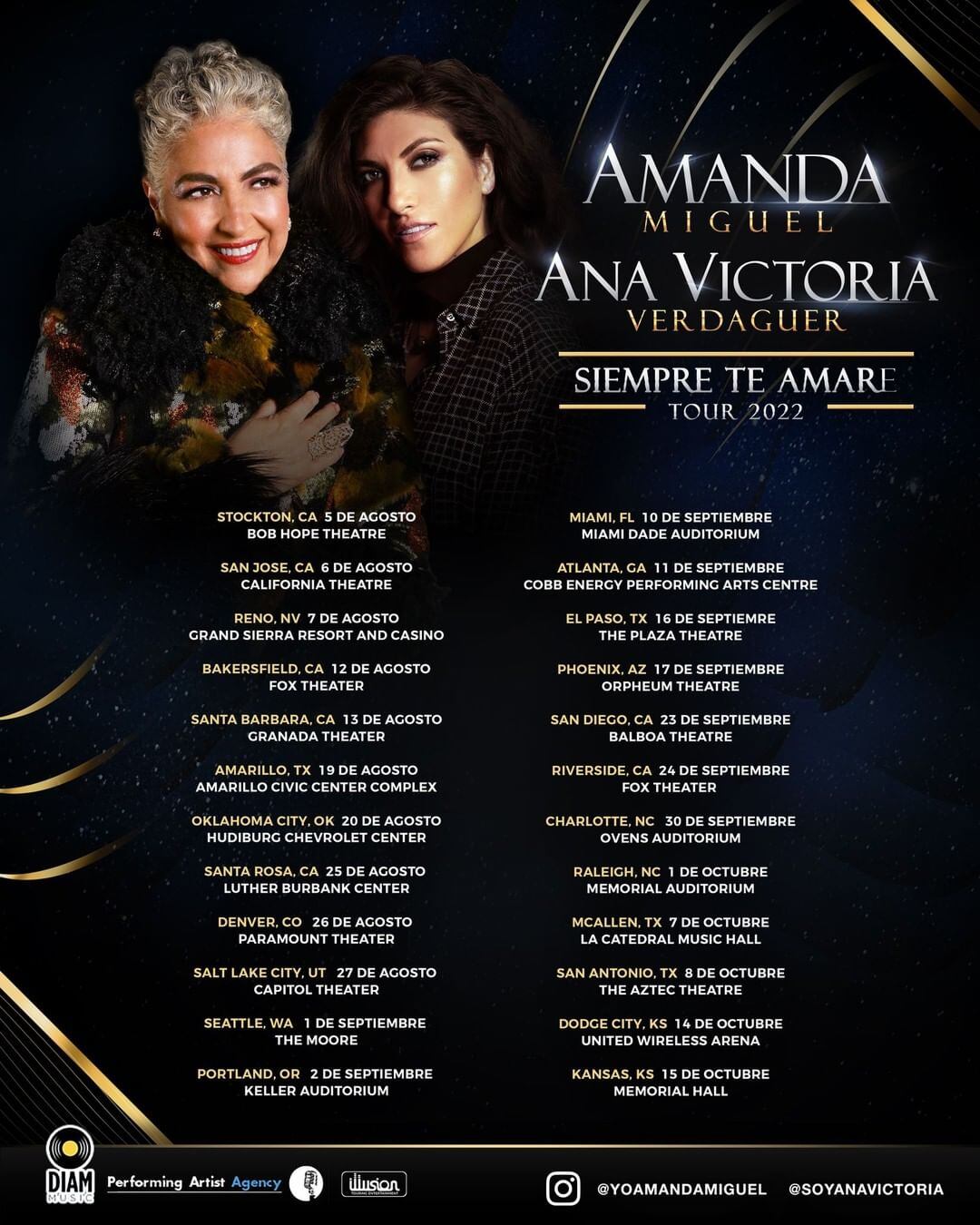 Amanda Miguel y Ana Victoria rendirán homenaje a Diego Verdaguer con gira musical