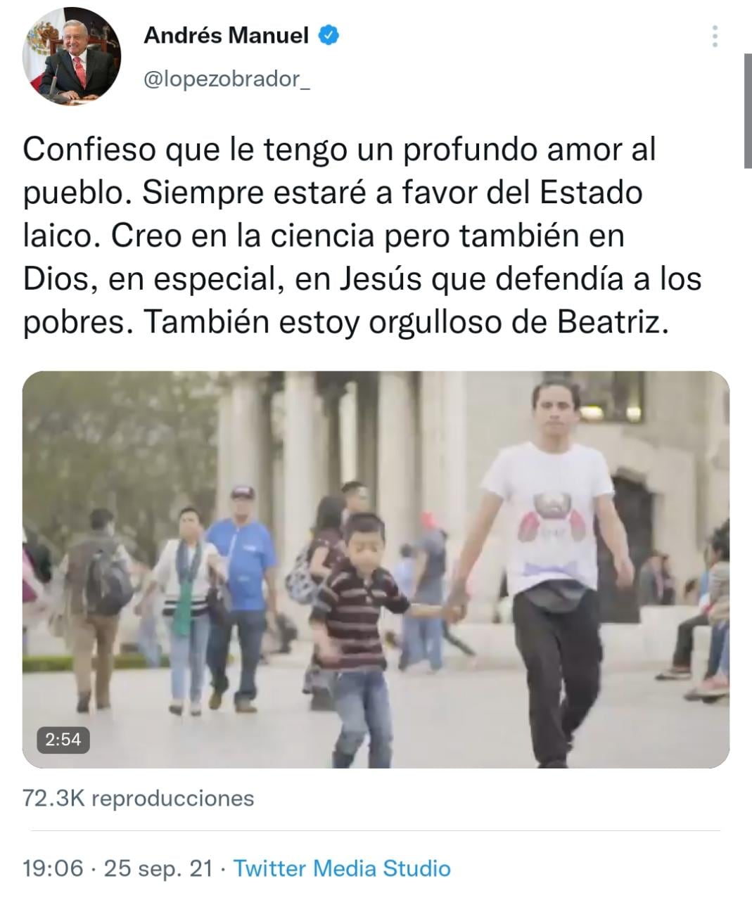 AMLO compartió video de Beatriz Gutiérrez