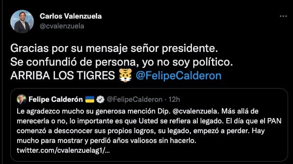 Carlos Valenzuela contestó a Felipe Calderón