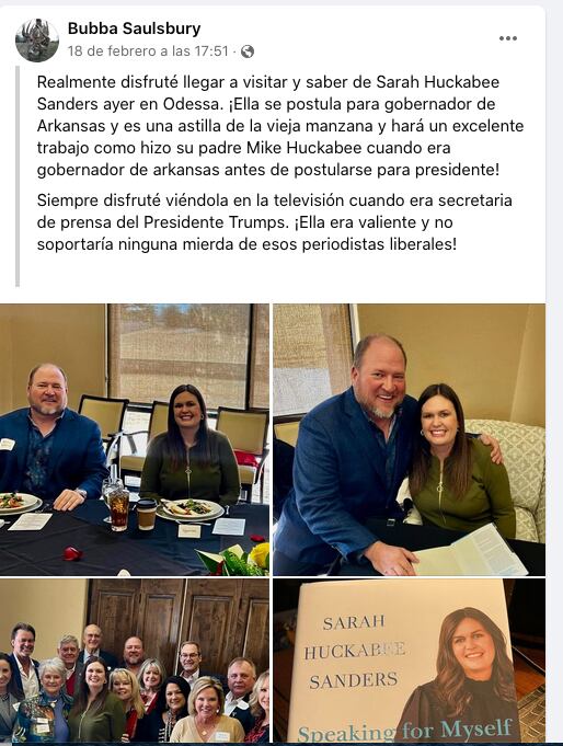 Bubba Saulsbury sigue apoyando a trabajadores de Donal Trump.