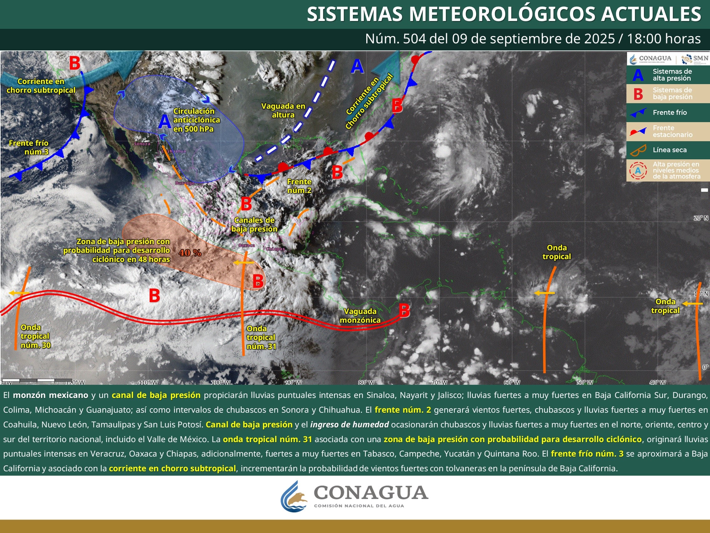 Pronóstico clima al 10 de septiembre 2025