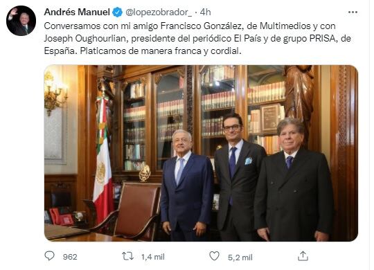 Tuit de AMLO