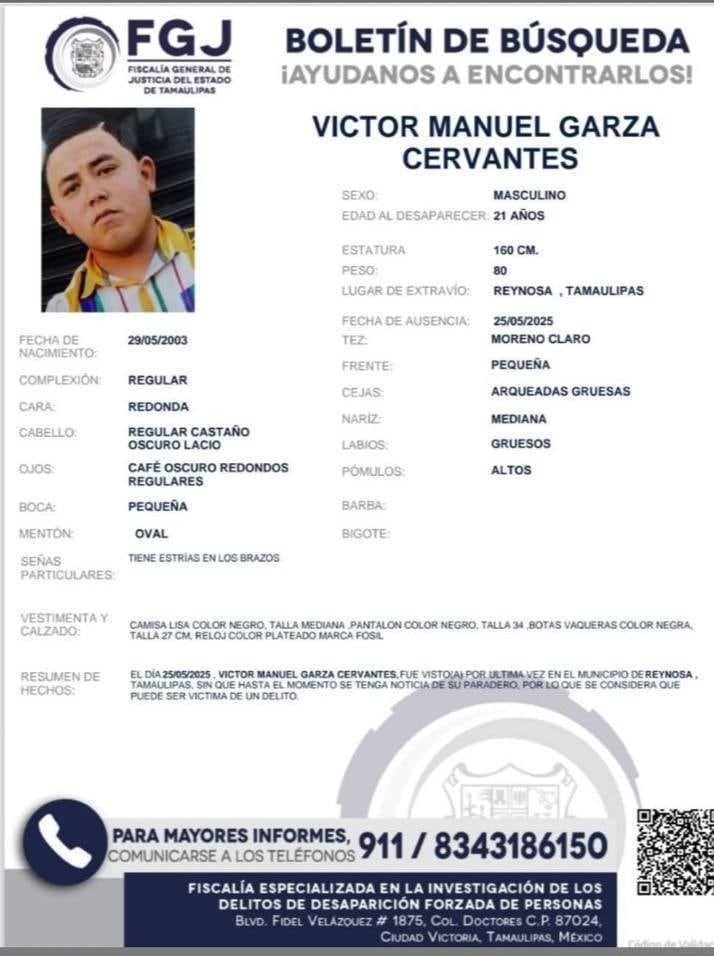 Boletín de búsqueda de integrante de Grupo Fugitivo.