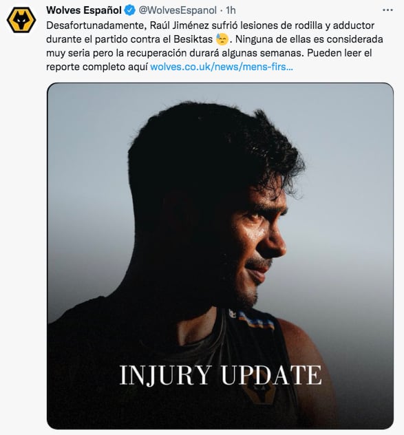 Raúl Jiménez sufre lesión