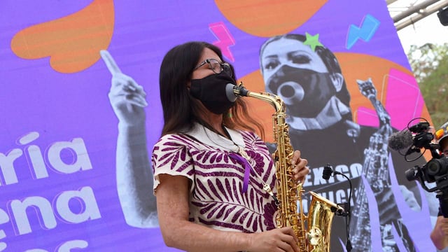 María Elena Ríos en festival artístico en Coyoacán por el Día Internacional de la Mujer