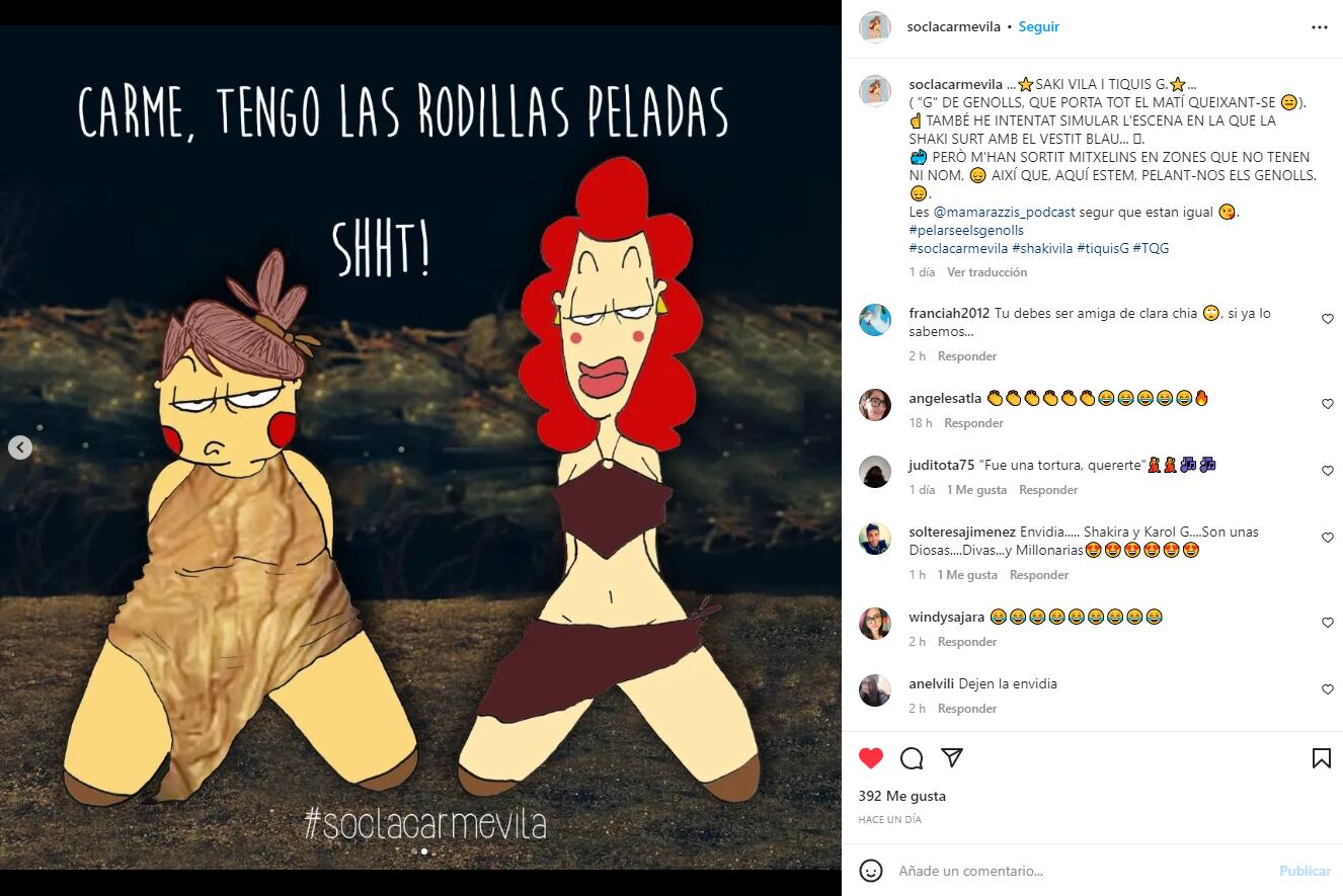 Nefasta caricatura de Shakira y Karol G por TQG